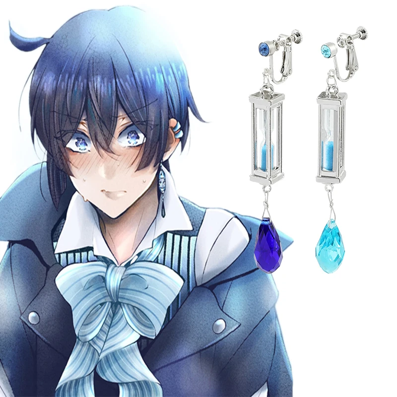 

Anime The Case Study of Vanitas no Karte Vanitas Earrings Figure Cosplay Props Blue Hourglass Ear Clip Accessories Jewelry Gift