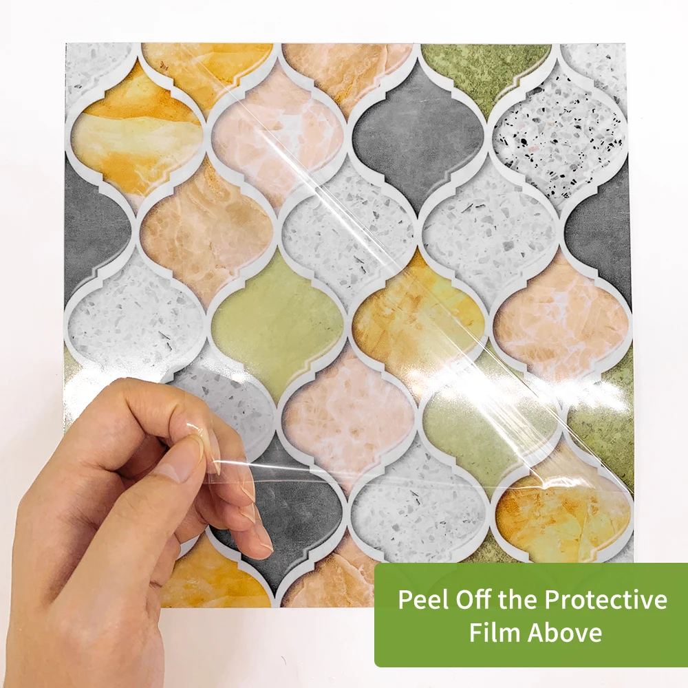 

Funlife Grey Yellow Home Decor Tile Stickers Waterproof Self-Adhesive Eco-Friendly PVC Removable Kitchen Bathroom Wall Stickers