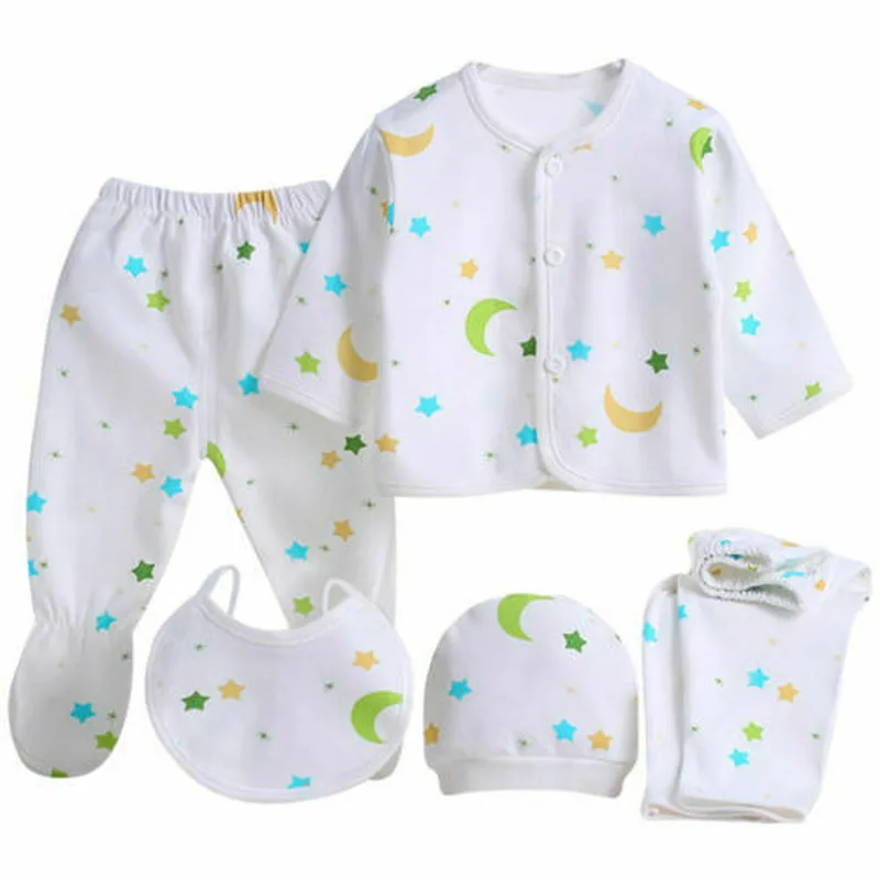 Комплект одежды из 5 предметов для новорожденных девочек и мальчиков 0-3 месяцев