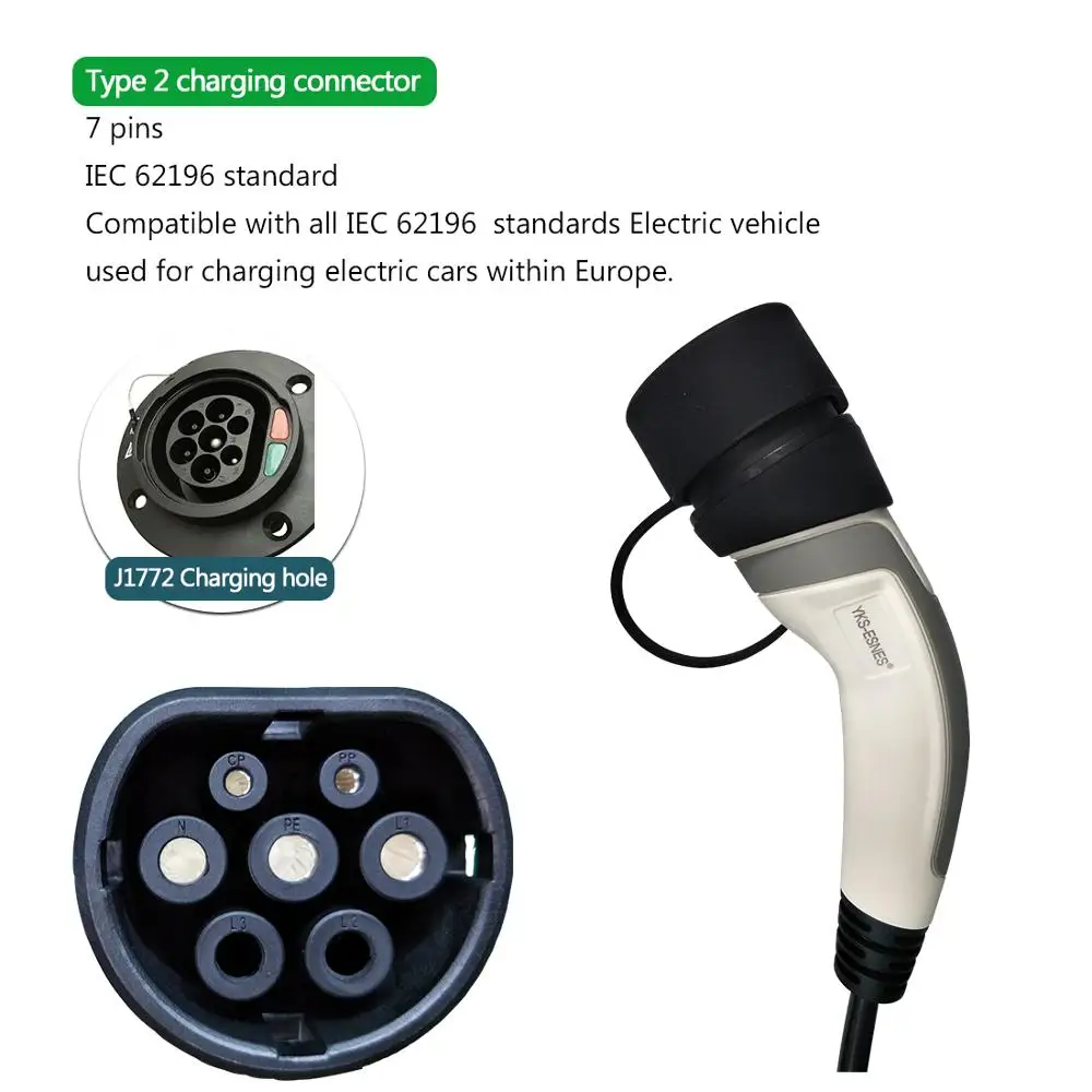 YKS ESNES EVSE портативное зарядное устройство для электромобилей IEC62196 6A 8A 10A 13A 16A