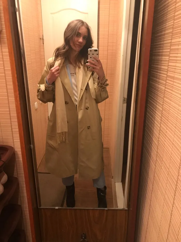Брендовая Высококачественная двубортная винтажная верхняя одежда с эффектом потертости, корейский модный двубортный Тренч средней длины