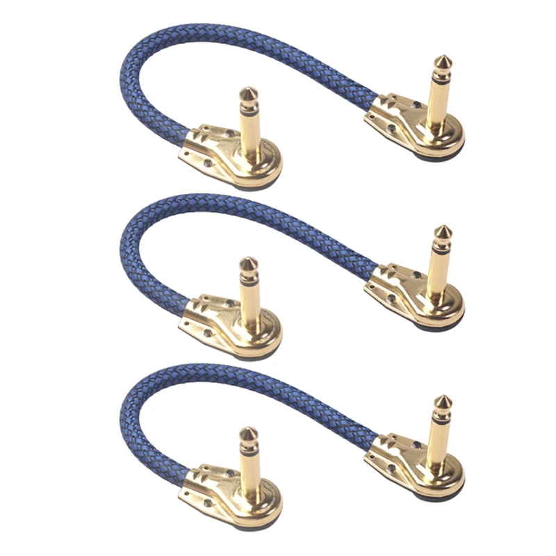3PCS 20cm Guitar Effect Pedal Instrument Patch Cable 1/4inch Right-Angle Plug | Спорт и развлечения