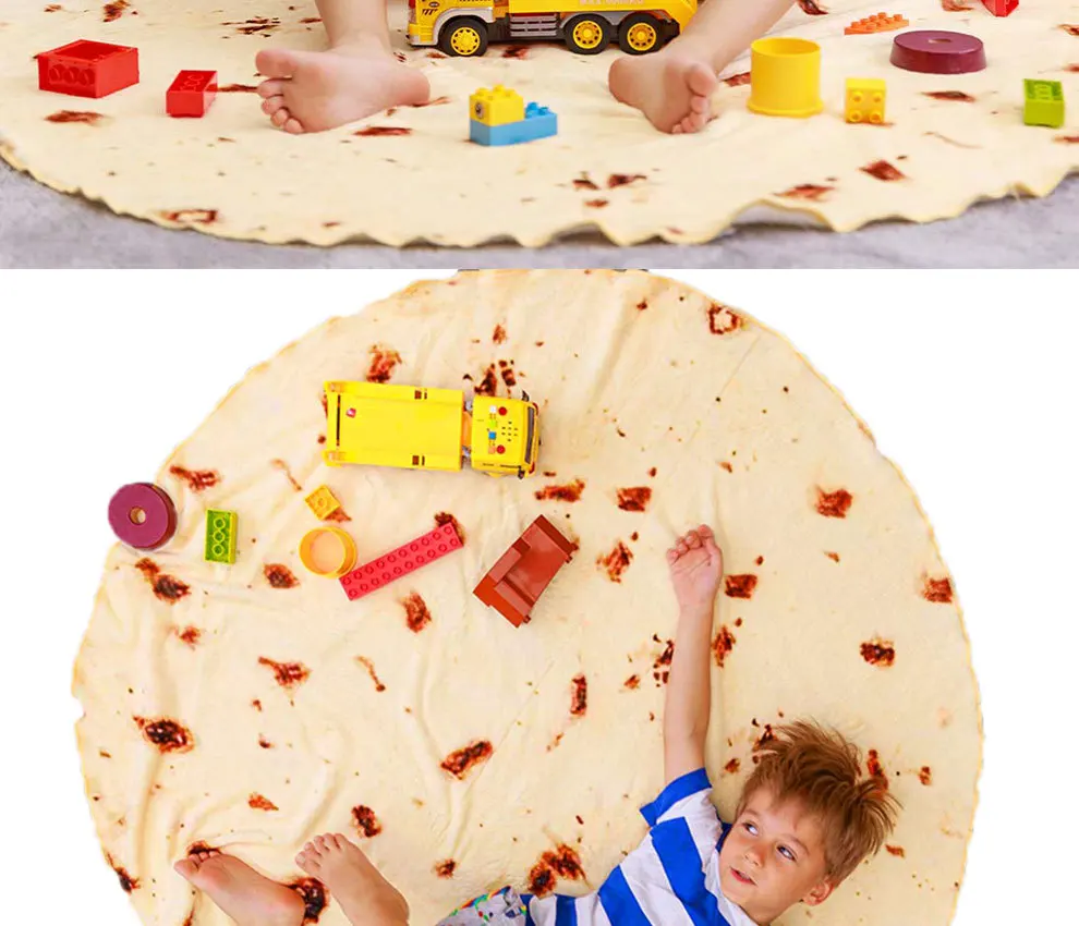 

Flannel Tortilla Blanket Microfine Burrit Blanket Realistic Food Burrito Tortilla Blanket Soft Fleece Warm Sofa Travel Plush Toy