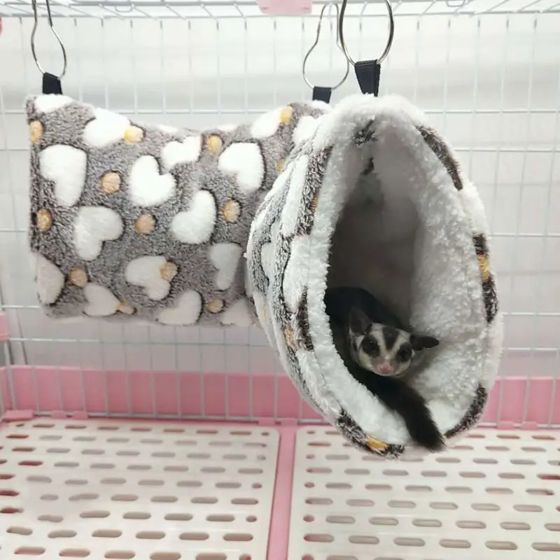 Hanging Tunnel Hamster Sugar Glider Hammock Swing Cage Warm Sleeping Bed House for Small Animals Chinchilla Ferret Squirrel Rat