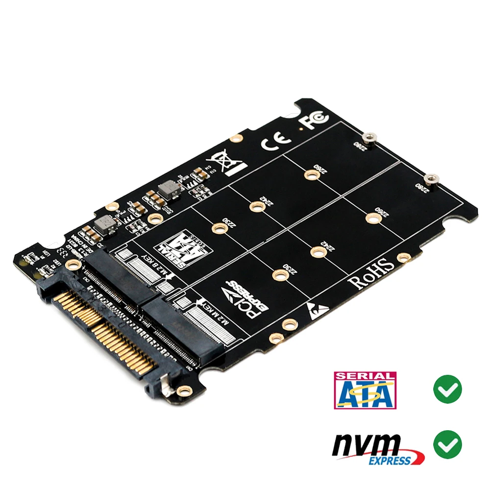 Адаптер M.2 SSD в U.2 адаптер 2в1 NVMe и SATA-Bus NGFF PCI-e для PCIe M2 конвертер настольных