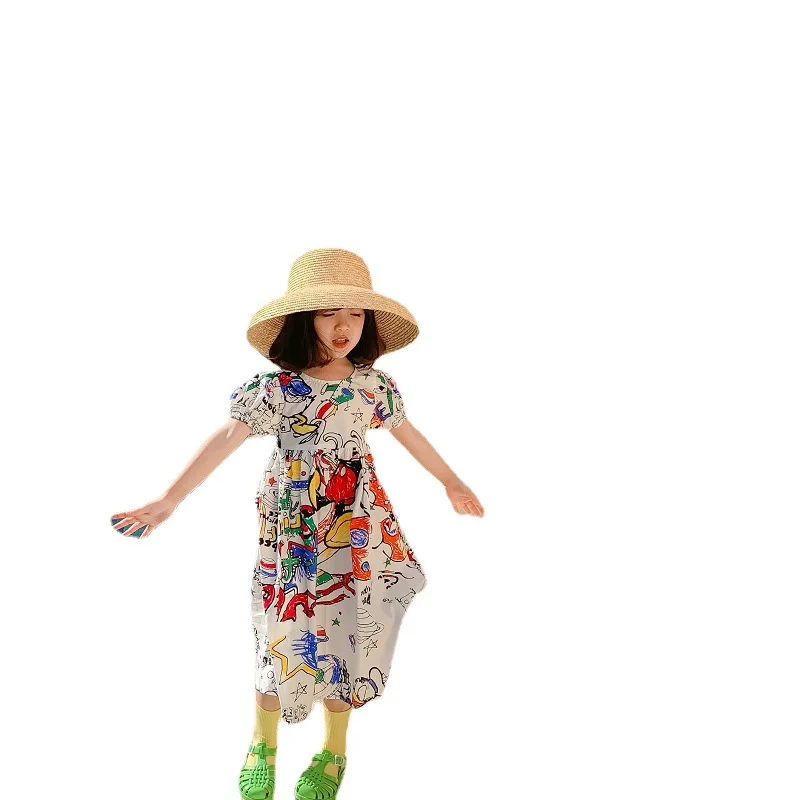 

Kids Dresses For Girls Dress Graffiti Color Princess Dress Summer 2021 New Children's Clothing 2-6 Years