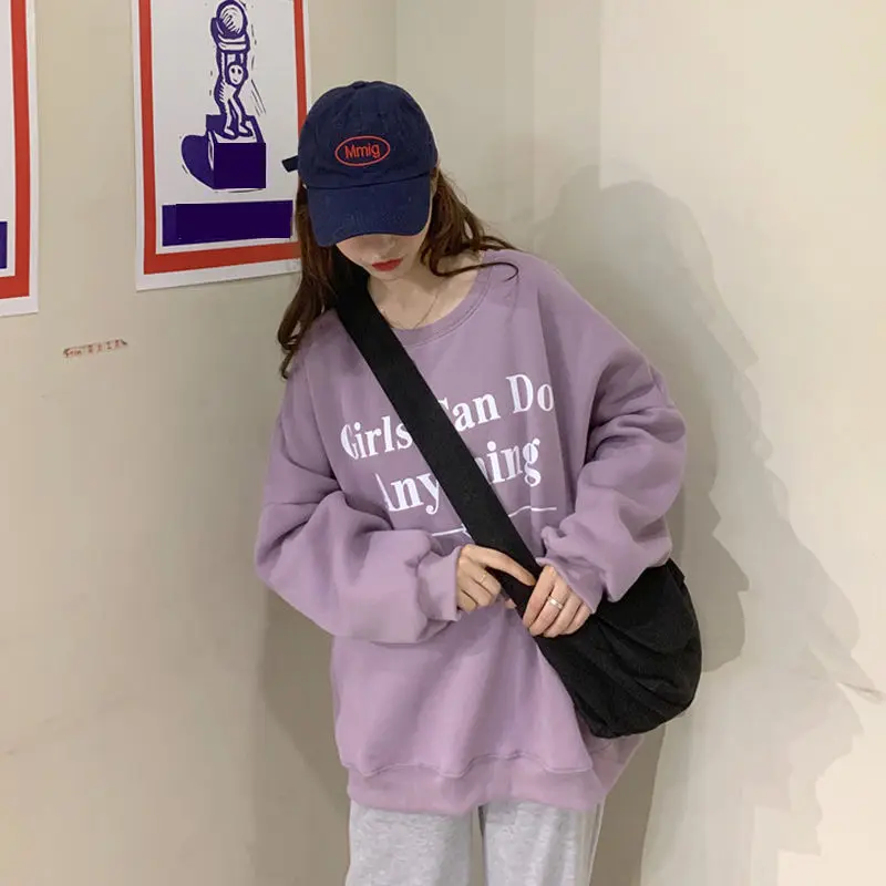 

Y2k Preppy Letter Print Sweatshirt Top Women Fashion Clothing Spring O Neck Oversized Loose Sweatshirts Pullovers Streetwear