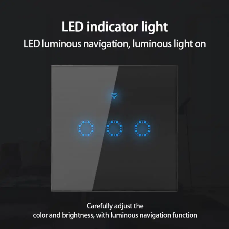 

New Wifi Smart Light Switch Glass Screen Touch Panel Voice Control Wireless Wall Switch Remote With Alexa Google Home 1/2/3 Gang