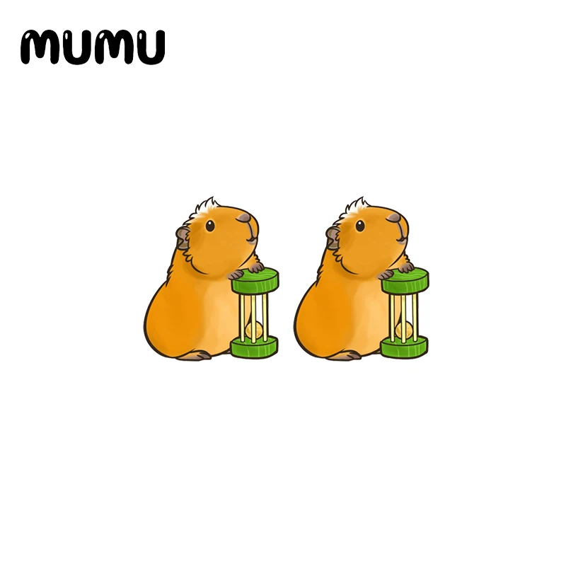 Серьги-гвоздики в виде морской свинки акриловые украшения ручной работы с милой