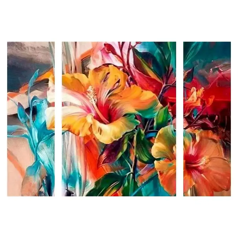 

GATYZTORY 3pc/set DIY Frame Paint By Numbers Colorful Flowers Wall Art Picture By Numbers For Home Decors Canvas Painting