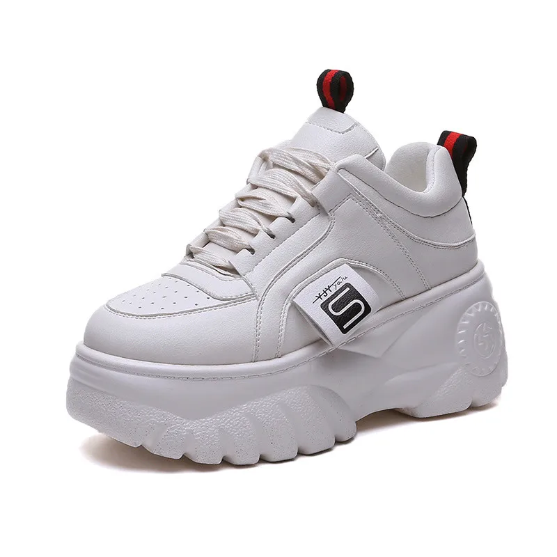 Fashion Woman High Platform Sneakers Spring Female Shoes Black White Sneakers Breathable Zapatos Casual Mujer size 35-39