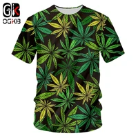 ogkb maple leaf o neck t shirts men tshirt man green leaf 3d print streetwear weed plant clothes plus size harajuku clothing