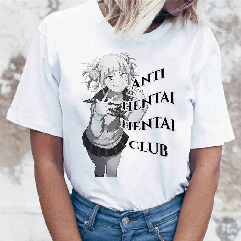 Футболка Himiko, мультяшная футболка Toga senpai, женская футболка waifu, женская футболка с надписью boku no hero Academy, футболка, футболка, harajuku, 90s - Цвет: 1858