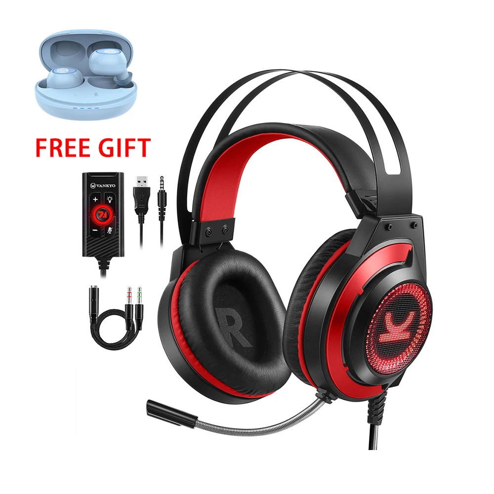 

Игровая гарнитура VANKYO CM7000, игровые наушники с шумоподавляющим микрофоном и амбушюрами с эффектом памяти, портативная гарнитура для ПК, PS4