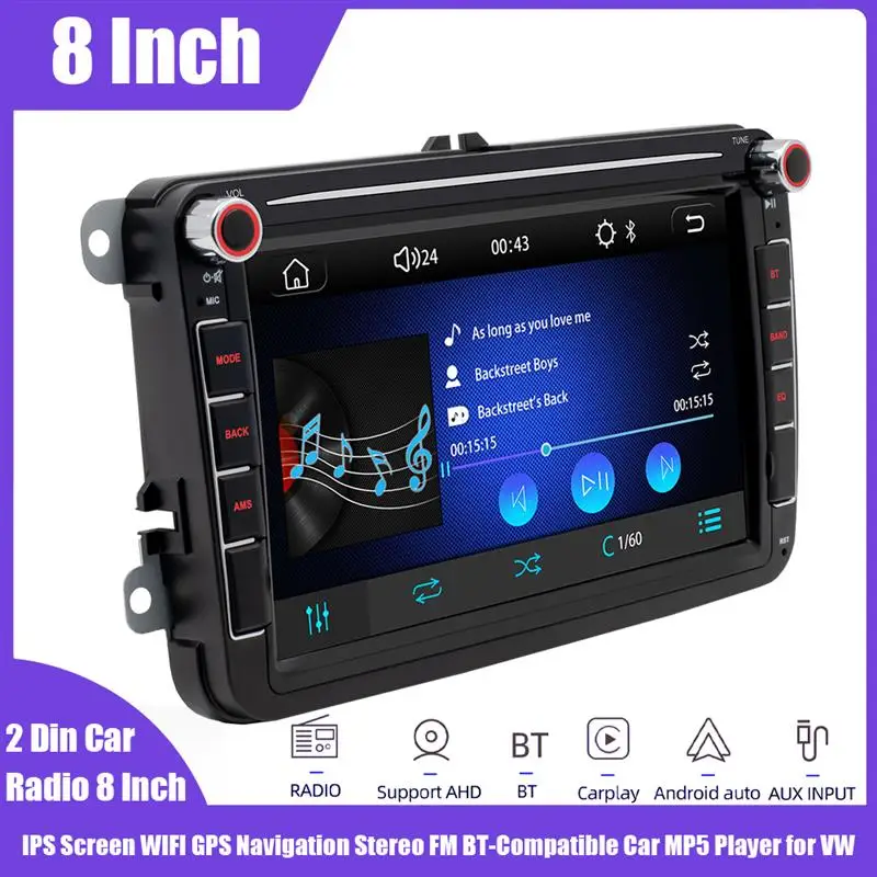 

Car 2 Din Car Radio 8 Inch Multimedia Player IPS Screen WIFI GPS Navigation Stereo FM Bluetooth-Compatible Car MP5 Player