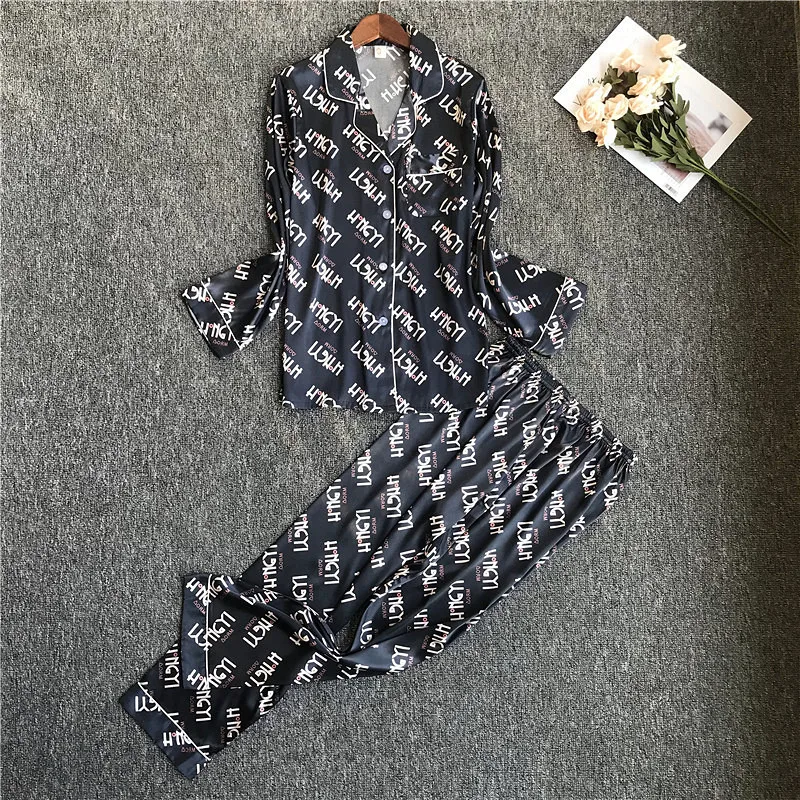 2019 зимние женские пижамные комплекты с буквенным принтом модное роскошное