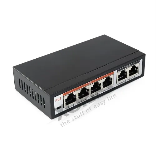 

HOMSECUR 6 Ports 100Mbps PoE Switch With 4 PoE Ports And 2 Uplink Ethernet IEEE 802.3af/at