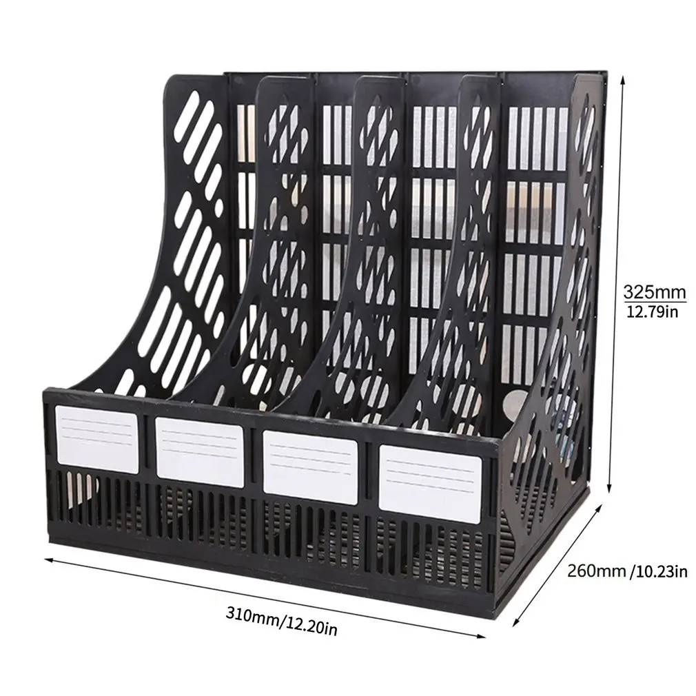 

File Holder Document Tray 4-Grid Desktop Storage File Organizer Mesh Files Shelf Desktop File Rack Book Holder Office Supplies