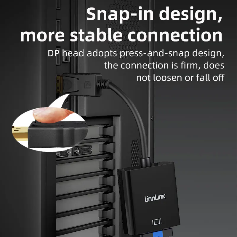 Unnlink 1080P DP to VGA Adapter for TV Graphic Card Laptop Desktop Computer Monitor Projector | Электроника