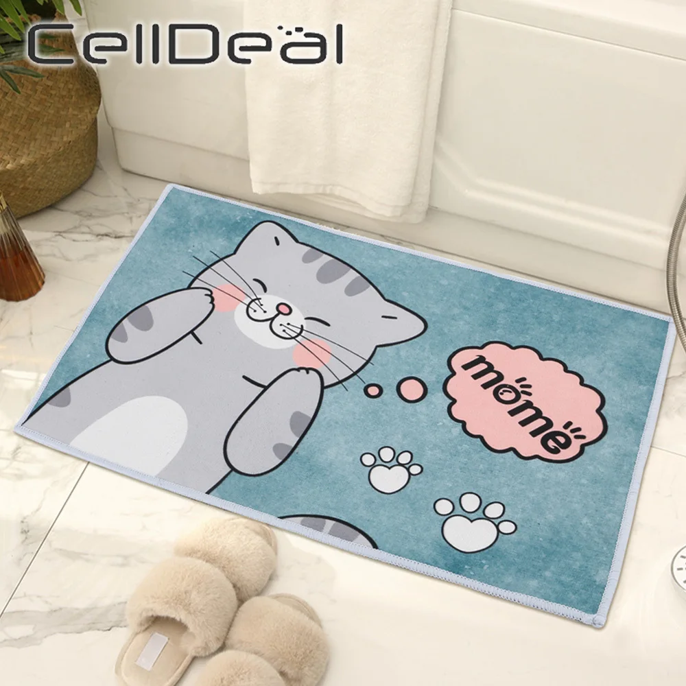 

Bathroom Mats Cartoon Animal Pattern Entrance Doormat Bathtub Side Floor Rug Shower Room Pad Absorbent Anti-slip Home Decoration