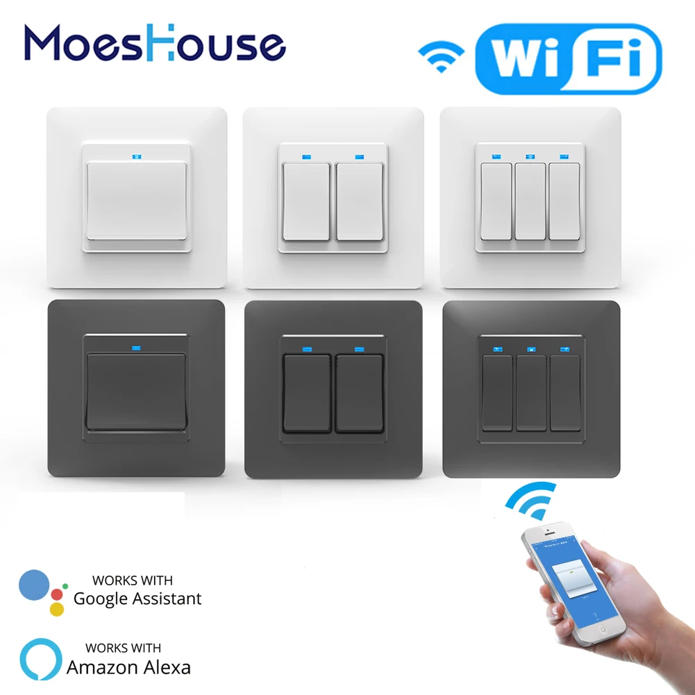 Умный кнопочный переключатель с поддержкой Wi Fi 2/3 клавиш Alexa и Google Home|Выключатели|