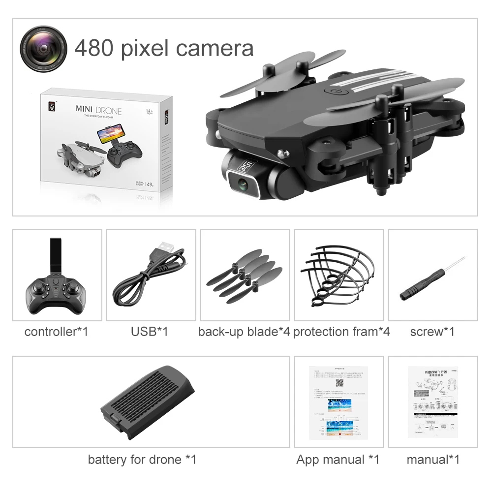 Rc Drone 4K 1080P HD Camera Air Pressure Altitude Hold Black and Gray Foldable Quadcopter RC Drone with Camera