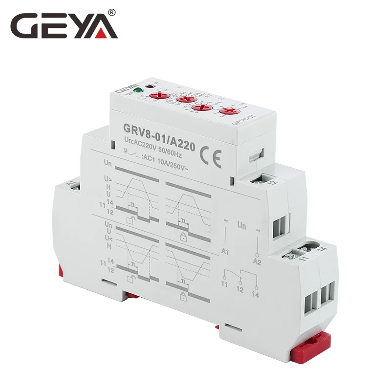 GEYA DC12V Напряжение реле сверх или под напряжения тока автомат защити цепи 220V 10A