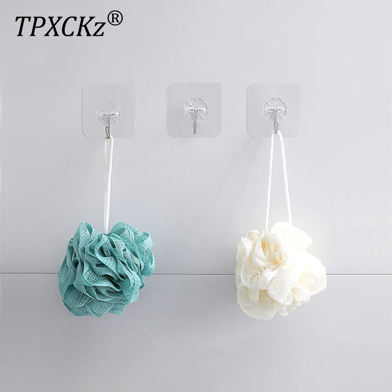 

TPXCKz Punch-Free Adhesive Hooks Heavy Duty Waterproof Oilproof Wall Hooks No Trace Wall Hanger for Bathroom Kitchen Home Office