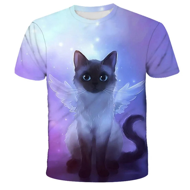 

2021 new Fashion Summer Cute Children Brand Clothing For Kids Girl Short Sleeve Print 3d Cat T Shirts Tops Baby Clothes