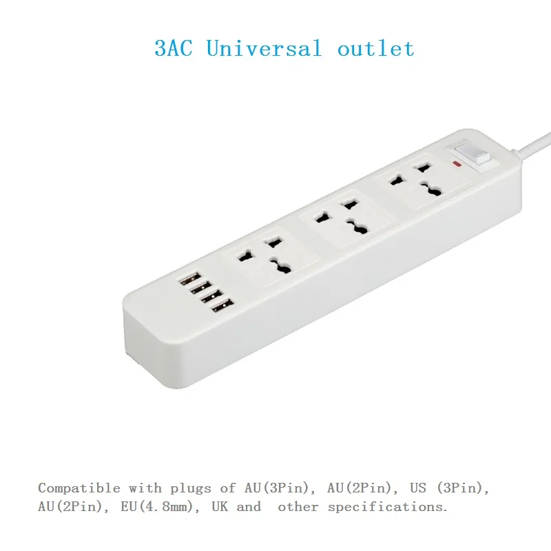 USB Мощность полосы 3AC Unicersal розетка стандарта ЕС США Великобритании AU штепсельная