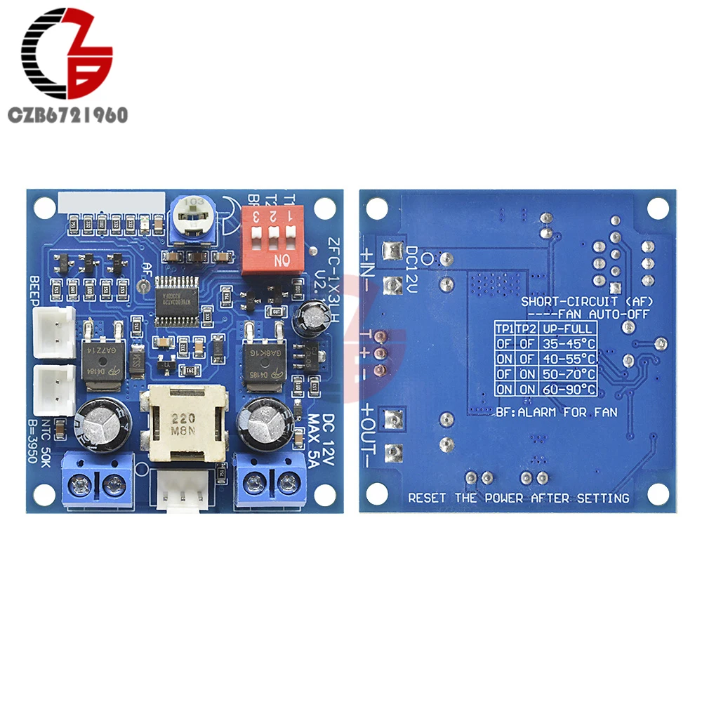 DC 12 В 5A PWM PC Вентилятор регулятор скорости двигателя Лер контроль температуры Лер термостат ЦП Высокая температура сигнализации Базз радиатор контроль переключатель