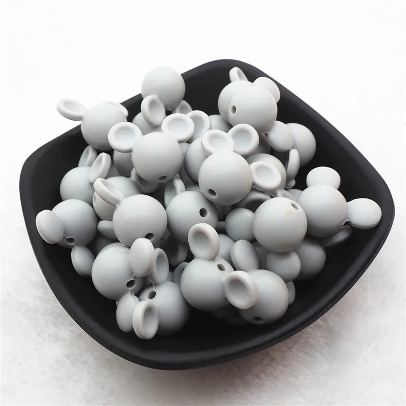 Grey Chenkai 10 шт. BPA Free силиконовый галстук-бабочка Прорезыватель для зубов бусины DIY Baby Shower Прорезыватель для зубов Монтессори Сенсорная игрушка бант-узел Аксессуары - Цвет: Grey