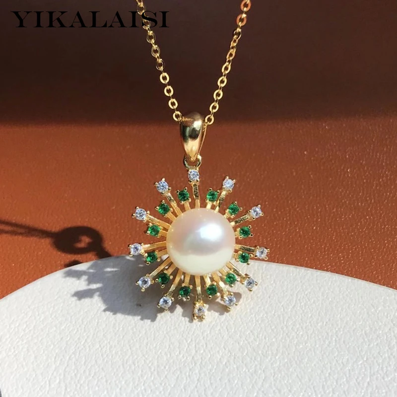 

YIKALAISI 925 Sterling Silver Necklaces Jewelry For Women 9-10mm Oblate Natural Freshwater Pearl Pendants 2021 Fine New Arrivals