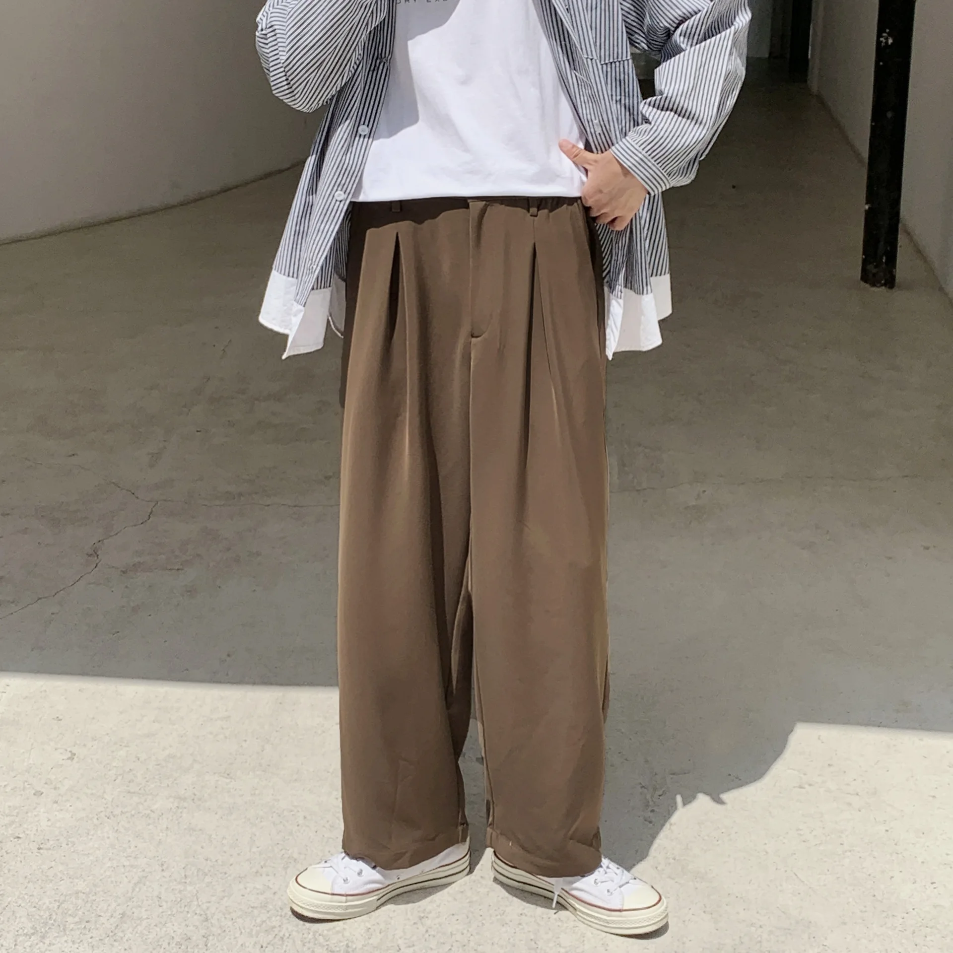 

Summer thin loose men's nine point pants versatile casual simple pants suit pants in pure color