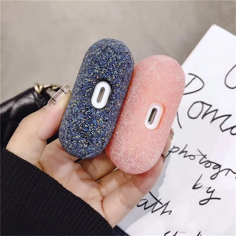 

3D cute bling particles glitter diamond hard PC cover for airpods pro case air pods 1 2 pro 3 wireless charging luxury bag