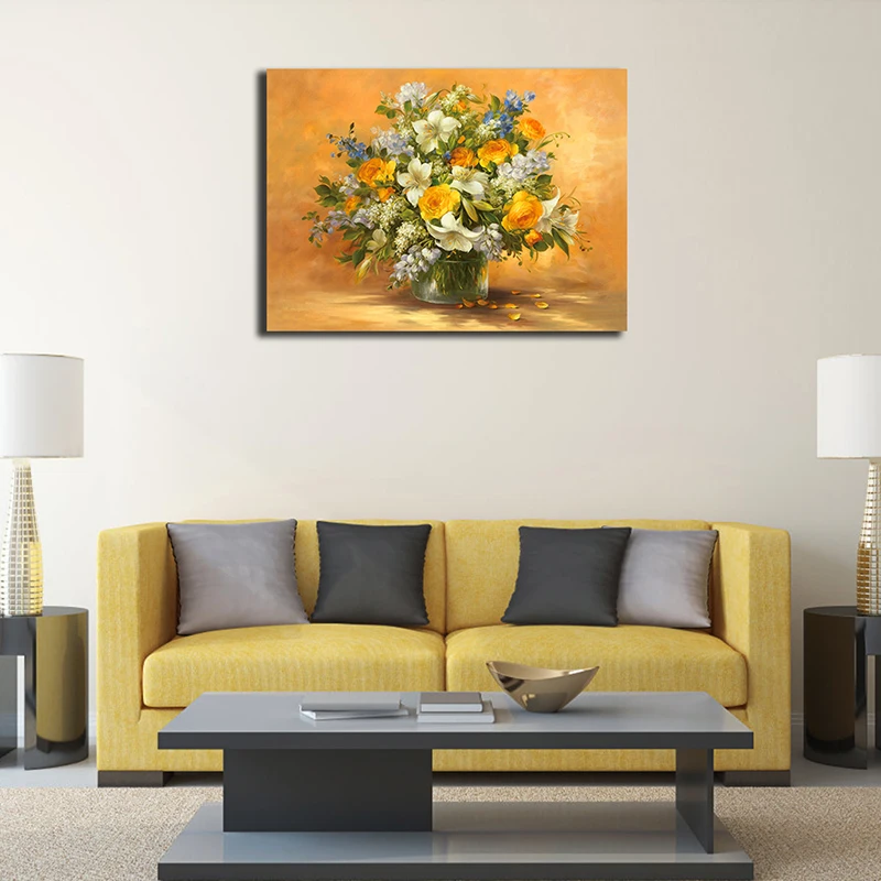 Плакат с желтыми цветами Картина на холсте принтом настенная живопись для