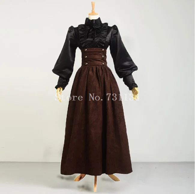 Винтажная юбка в стиле стимпанк Викторианский готический длинный костюм макси с