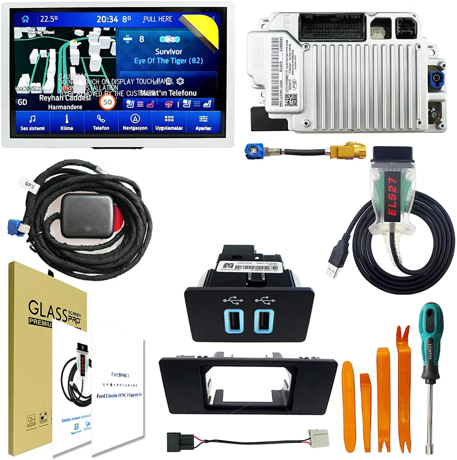 

SYNC 3 Upgrade Kit Fits for Ford Lincoln SYNC 2 MyFord Touch (MFT) Support Carplay/Android Auto Navigation NA1 19 map SYNC3.4