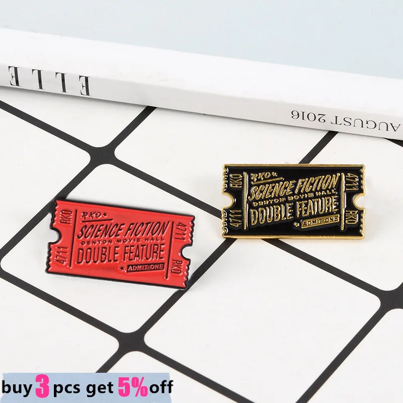 Прямая поставка ретро-билет из фильма Рокки ужасы булавка для лацкана красная