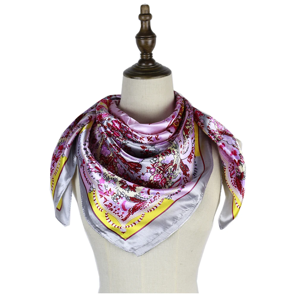 

Newest Foulard Square Paisley Feminino Bufanda Shawls Femme Mujer Silk Hippie Satin Bandana Women