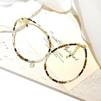 lii ji tiger eye black spinel labradorite pearl 14k gold filled bracelet 152cm real stone 2mm austria crystal handmade jewelry