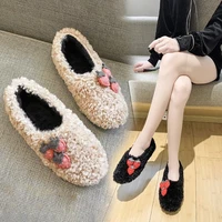 plush shoes for women in winter new styles for autumn and winter thick soles and velvet pedals comfortable peasy shoes fashion