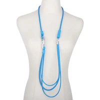 ydydbz multilayer blue rubber long necklaces for women new design metal pendant necklace current night party jewelry accessorie
