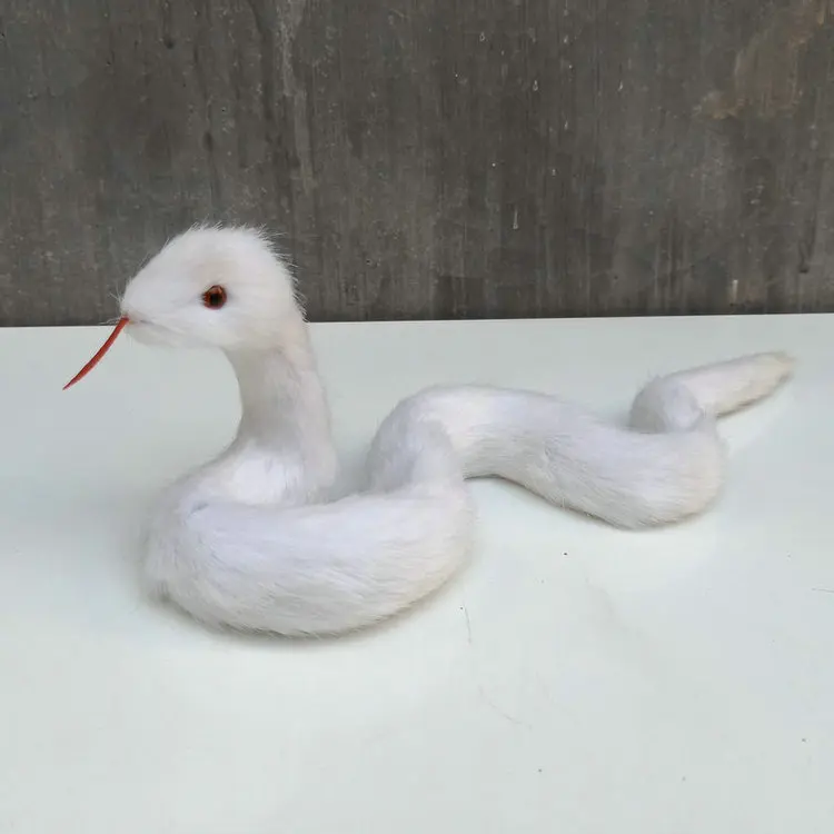 

cute small simulation white snake model plastic&furs snake doll gift about 26x9cm xf2842