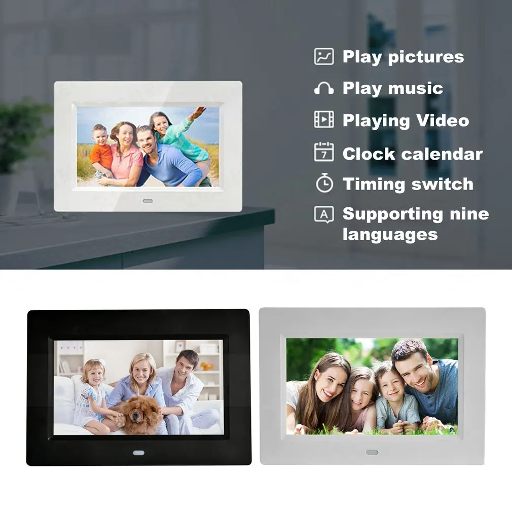

7 inch Screen Digital Photo Frames HD LED Backlight 1024*600 Full Function Picture Music Video Movie Electronic Album Gift