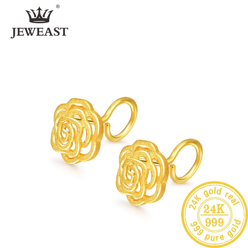 Сережки из чистого золота 24 К сережки настоящего AU 999 хорошие серьги с полыми