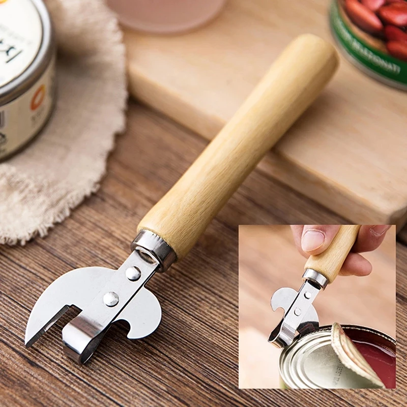 

1/2/5Pcs Multifunctional Can Opener With Wooden Handle Canning Knife Tin Can Opener Manual Can Opener Beer Wine Bottle Openers