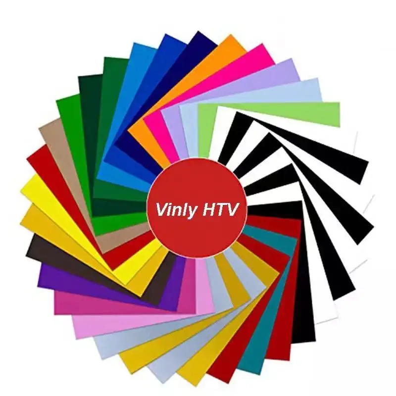 Pel&iacute;cula de vinilo de transferencia t&eacute;rmica de PU, 24 colores diferentes, 12 "x 10"/30x25cm, estiramiento, mate, corte, prensa de calor, pel&iacute;cula de vinilo, plancha, HTV-0
