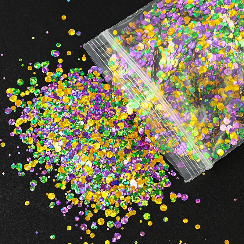 

500g Round/Circle Laser Mixed Nail Glitter Sequin ilver/Gold/Red UltraThin Flashing DIY Manicure 12Colors Nail Hologlitter PD52