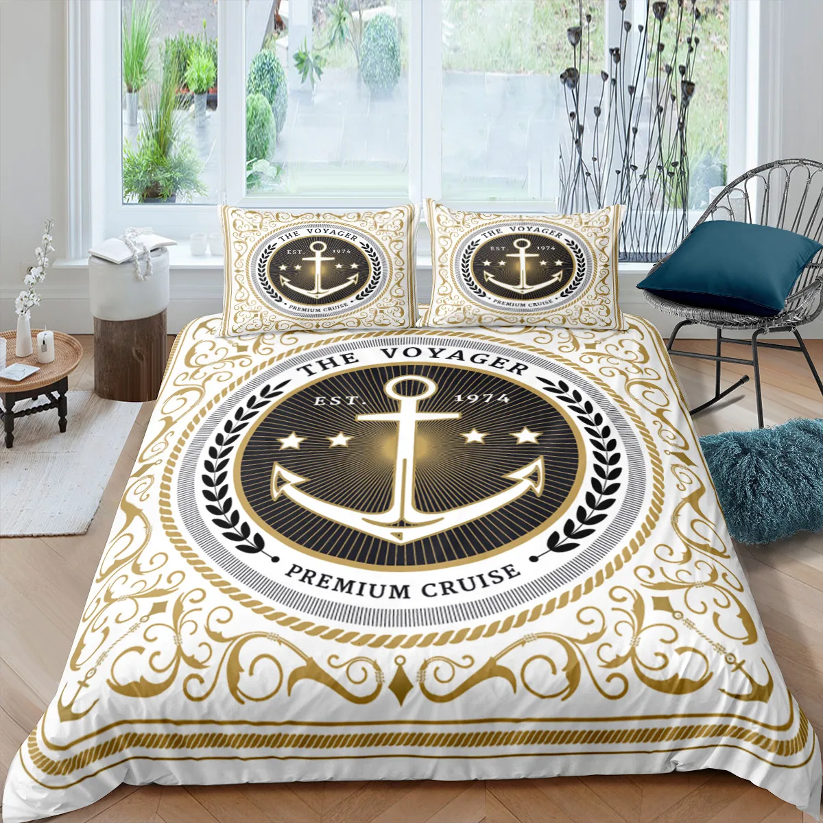 

Home Textiles Luxury 3D Anchor Print Duvet Cover Set 2/3 Pcs Pillowcase Bedding Set AU/EU/UK/US Queen and King Size